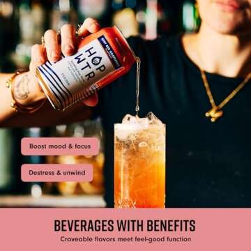 HOP WTR Sparkling Hop Water, Ruby Red Grapefruit 12 Pack, Sugar Free, Low Carb Non Alcoholic Drinks, NA Beer, Adaptogen Drink, No Calories, Adaptogens & Nootropics for Added Benefits, 12 oz Cans