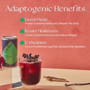 De Soi Purple Lune by Katy Perry - Sparkling Beverages, Natural Botanical, Adaptogen Drink, Tart Cherry, Reishi Mushroom, Lion's Mane, L-Theanine, Vegan, Gluten-Free, Ready to Drink 4-pack cans(8 fl oz)