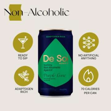 De Soi Purple Lune by Katy Perry - Sparkling Beverages, Natural Botanical, Adaptogen Drink, Tart Cherry, Reishi Mushroom, Lion's Mane, L-Theanine, Vegan, Gluten-Free, Ready to Drink 4-pack cans(8 fl oz)