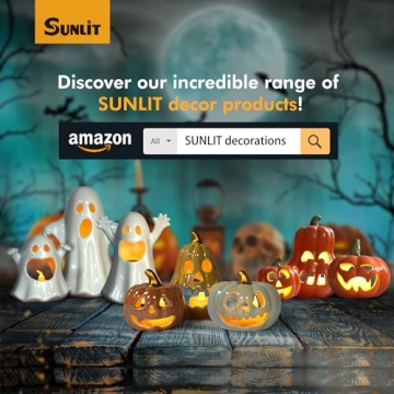 Sunlit Ceramic Pumpkin Set with Tea Lights - Halloween Decor