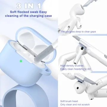 MHYALUDO for AirPods 4th Generation Case Cover 2024, Military Grade Soft Silicone Shock-Absorbing for AirPods 4 Case with Keychain & Cleaning kit, Sky Blue