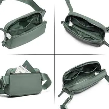 Belt Bag for Women Two-Way Zipper Cross Body Fanny Pack Fashion Waist Packs Everywhere Belt Bag with Adjustable Strap Gifts for Teen Girls Women Men (Green)