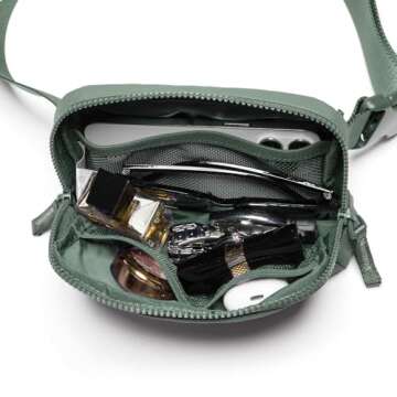 Belt Bag for Women Two-Way Zipper Cross Body Fanny Pack Fashion Waist Packs Everywhere Belt Bag with Adjustable Strap Gifts for Teen Girls Women Men (Green)