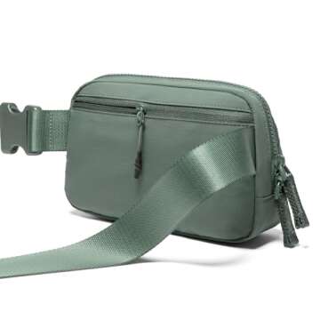 Belt Bag for Women Two-Way Zipper Cross Body Fanny Pack Fashion Waist Packs Everywhere Belt Bag with Adjustable Strap Gifts for Teen Girls Women Men (Green)