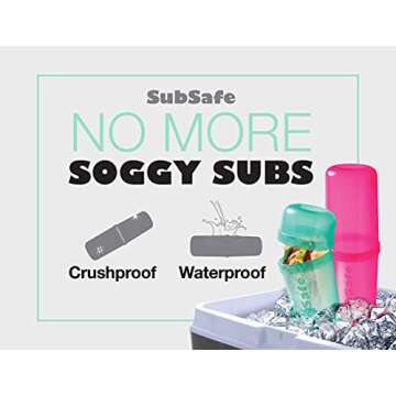 SubSafe Sub Sandwich Plastic Container for Coolers (Hot Pink)