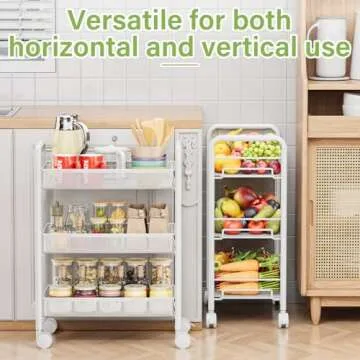 JANE EYRE 3-Tier Rolling Utility Storage Rack Cart on Wheels, Trolley Craft cart, Multi-Purpose Organizer Shelf, White