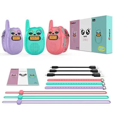 Qniglo Kids Walkie Talkies 3 Pack Rechargeable Wrist Walkie Talkies for Kids Long Range, Perfect Outdoor Kids Toys for 3+ Years Old Boys Girls for Camping Hiking Adventures