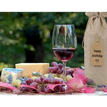 Keniot Burlap Wine Bags Wine Gift Bags with Drawstrings, Single Reusable Wine Bottle Covers with Ropes and Tags (10 Pcs)