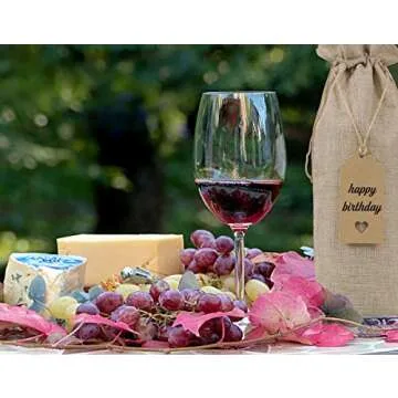 Keniot Burlap Wine Bags Wine Gift Bags with Drawstrings, Single Reusable Wine Bottle Covers with Ropes and Tags (10 Pcs)