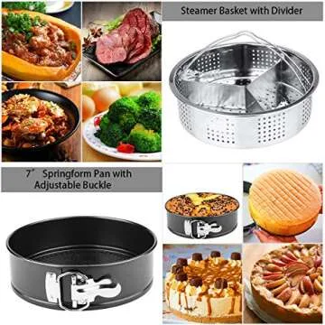 Aiduy 18 pieces Pressure Cooker Accessories Set Compatible with Instant Pot 6,8Qt - 2 Steamer Baskets, Springform Pan, Stackable Egg Steamer Rack, Egg Beater, 2 Silicone Trivet Mats