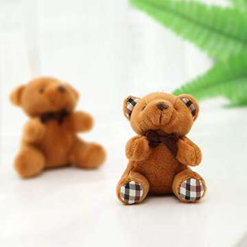 GK-O Cute Bear Animal Plush Doll Hanging Keychain Phone Pendant Bag Keyring Small 10CM (Brown Plaid)