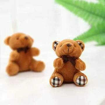 GK-O Cute Bear Animal Plush Doll Hanging Keychain Phone Pendant Bag Keyring Small 10CM (Brown Plaid)
