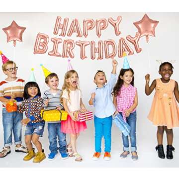 16" Rose Gold Happy Birthday Banner - Aluminum Foil Balloons for Festive Celebrations