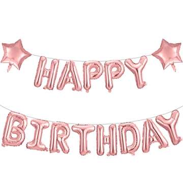 16" Rose Gold Happy Birthday Banner for Perfect Party Decor