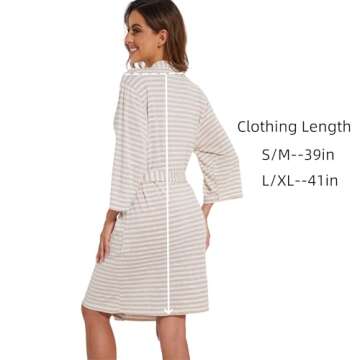 TITIZLK Womens Bathrobe-Short Robe for Women-3/4 Sleeve Knitted Womens Bthrobe Lightweight Comfortable Sexy Sleepwear
