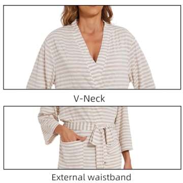 TITIZLK Womens Bathrobe-Short Robe for Women-3/4 Sleeve Knitted Womens Bthrobe Lightweight Comfortable Sexy Sleepwear