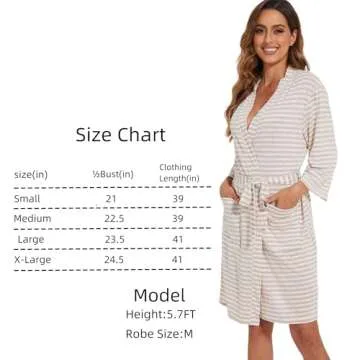 TITIZLK Womens Bathrobe-Short Robe for Women-3/4 Sleeve Knitted Womens Bthrobe Lightweight Comfortable Sexy Sleepwear