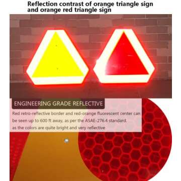 Orange Slow Moving Vehicle Sign for Golf Cart,Triangle Sign,SMV Sign 14"x16"Aluminum Diamond Grade Reflective,Up to 7 Years of Outdoor use
