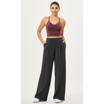 ODODOS Seamless Padded Sports Bra for Women Strappy Longline Wirefree Brami Ribbed Crop Tank Tops, Washing Wine, Medium/Large