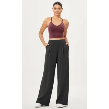 ODODOS Seamless Padded Sports Bra for Women Strappy Longline Wirefree Brami Ribbed Crop Tank Tops, Washing Wine, Medium/Large