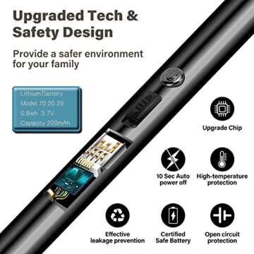 Navpeak Candle Lighter Long Neck Windproof Electric Arc Lighter for Gas Stove Fireplace BBQ Kitchen Grills(Black)