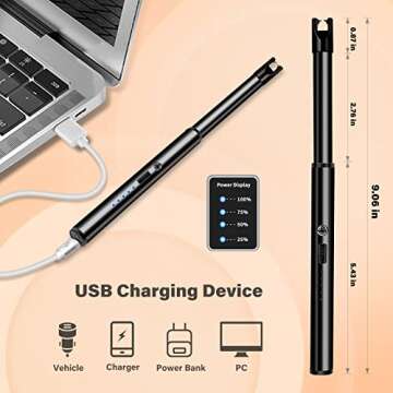 Navpeak Candle Lighter Long Neck Windproof Electric Arc Lighter for Gas Stove Fireplace BBQ Kitchen Grills(Black)