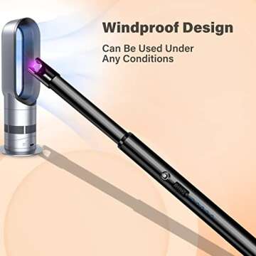 Navpeak Candle Lighter Long Neck Windproof Electric Arc Lighter for Gas Stove Fireplace BBQ Kitchen Grills(Black)