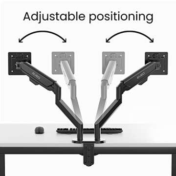 EVEO Premium Dual Monitor Mount 14"-32” Dual Monitor Arm VESA Bracket Adjustable Height Gas Spring Dual Monitor Stand, Screen Full Motion Dual Monitor Arm-Computer Monitor Stand for 2 Screens - Black