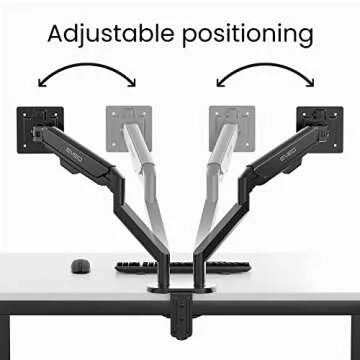 EVEO Premium Dual Monitor Mount 14"-32” Dual Monitor Arm VESA Bracket Adjustable Height Gas Spring Dual Monitor Stand, Screen Full Motion Dual Monitor Arm-Computer Monitor Stand for 2 Screens - Black