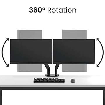 EVEO Premium Dual Monitor Mount 14"-32” Dual Monitor Arm VESA Bracket Adjustable Height Gas Spring Dual Monitor Stand, Screen Full Motion Dual Monitor Arm-Computer Monitor Stand for 2 Screens - Black