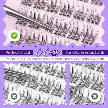 JIMIRE Self Adhesive Eyelashes Natural Look 9-12MM Wispy Pre Glued Lash Clusters No Glue Needed Press on Lashes Clusters Reusable Invisible Band Eyelash Clusters Easy to Apply
