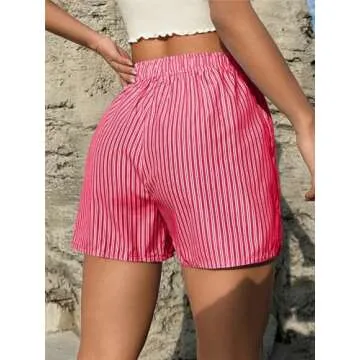 SOLY HUX Women's Casual Y2K Striped Boxer Shorts - High Waisted Comfort for Summer