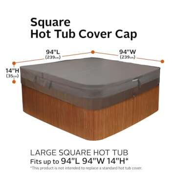 Classic Accessories Ravenna water-Resistant 94 inch Square Hot Tub Cover, Large, Patio Furniture Covers