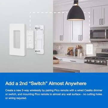 Lutron Caseta Smart Lighting Original Dimmer Switch Kit w/ Pico Remote and Bracket, for LED Lights, Works w/ Alexa, Apple Homekit, Google Home (Hub Required), 150W, No Neutral Required, P-PKG1WB-WH