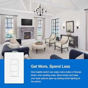 Lutron Caseta Smart Lighting Original Dimmer Switch Kit w/ Pico Remote and Bracket, for LED Lights, Works w/ Alexa, Apple Homekit, Google Home (Hub Required), 150W, No Neutral Required, P-PKG1WB-WH