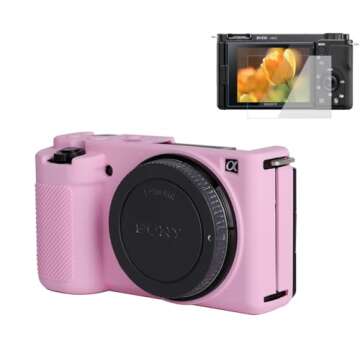 Pocoukate Camera Case for Sony ZV-E10 / ZV-E10L, Vlog Style Alpha ZV-E10 ZV-E10L Digital Camera Anti-Scratch Slim Fit Soft DSLR Camera Sleeve with Screen Protector (Pink)