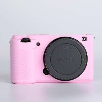 Pocoukate Camera Case for Sony ZV-E10 / ZV-E10L, Vlog Style Alpha ZV-E10 ZV-E10L Digital Camera Anti-Scratch Slim Fit Soft DSLR Camera Sleeve with Screen Protector (Pink)