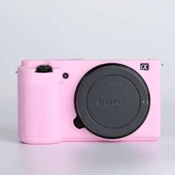 Pocoukate Camera Case for Sony ZV-E10 / ZV-E10L, Vlog Style Alpha ZV-E10 ZV-E10L Digital Camera Anti-Scratch Slim Fit Soft DSLR Camera Sleeve with Screen Protector (Pink)
