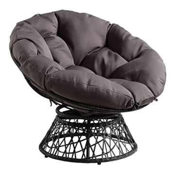 Stylish Wicker Papasan Chair with 360-Degree Swivel