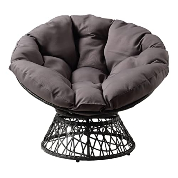 Stylish Wicker Papasan Chair with 360-Degree Swivel