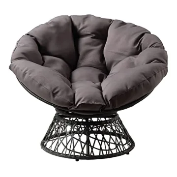 Stylish Wicker Papasan Chair with 360-Degree Swivel