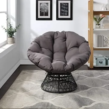 Stylish Wicker Papasan Chair with 360-Degree Swivel