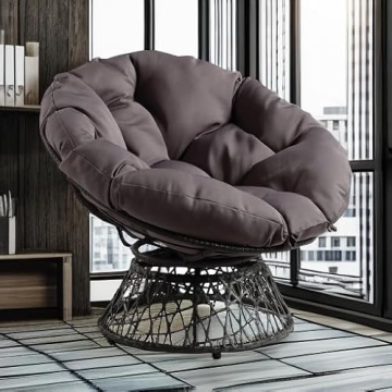 Stylish Wicker Papasan Chair with 360-Degree Swivel