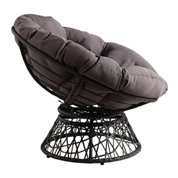 Stylish Wicker Papasan Chair with 360-Degree Swivel