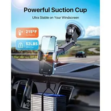 andobil Windshield Car Phone Holder [Super Suction Cup, Military Sturdy] Ultra Stable 3 in 1 Cell Phone Mount for Car Dashboard Vent Fit for iPhone 14 13 12 Pro Max Plus Samsung S23 S22 All Phones