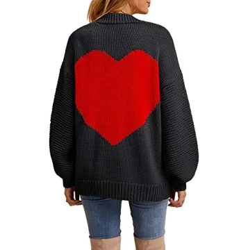 Stylish Tutorutor Womens Oversized Heart Cardigan