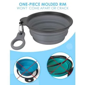 Aonkey Collapsible Dog Bowls with Bottle Carrier, 2 Pack Travel Dog Water Bowl Upgraded Carabiner, One-Piece Molded Rim No Fall Off or Crack, Foldable Silicone Portable for Pets Walking Hiking 15oz