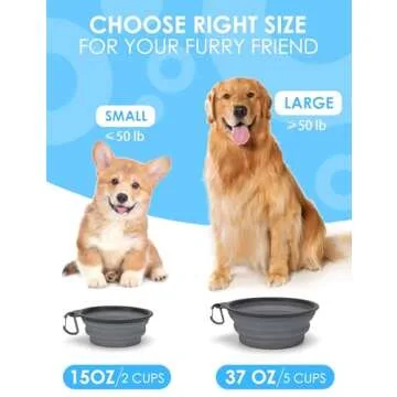 Aonkey Collapsible Dog Bowls with Bottle Carrier, 2 Pack Travel Dog Water Bowl Upgraded Carabiner, One-Piece Molded Rim No Fall Off or Crack, Foldable Silicone Portable for Pets Walking Hiking 15oz