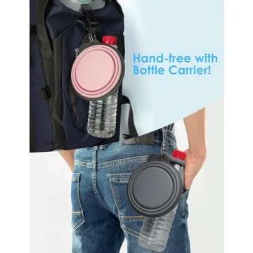 Aonkey Collapsible Dog Bowls with Bottle Carrier, 2 Pack Travel Dog Water Bowl Upgraded Carabiner, One-Piece Molded Rim No Fall Off or Crack, Foldable Silicone Portable for Pets Walking Hiking 15oz