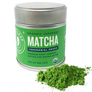 Jade Leaf Matcha Organic Ceremonial Matcha (30g Tin) and Traditional Starter Set (Bamboo Whisk and S...